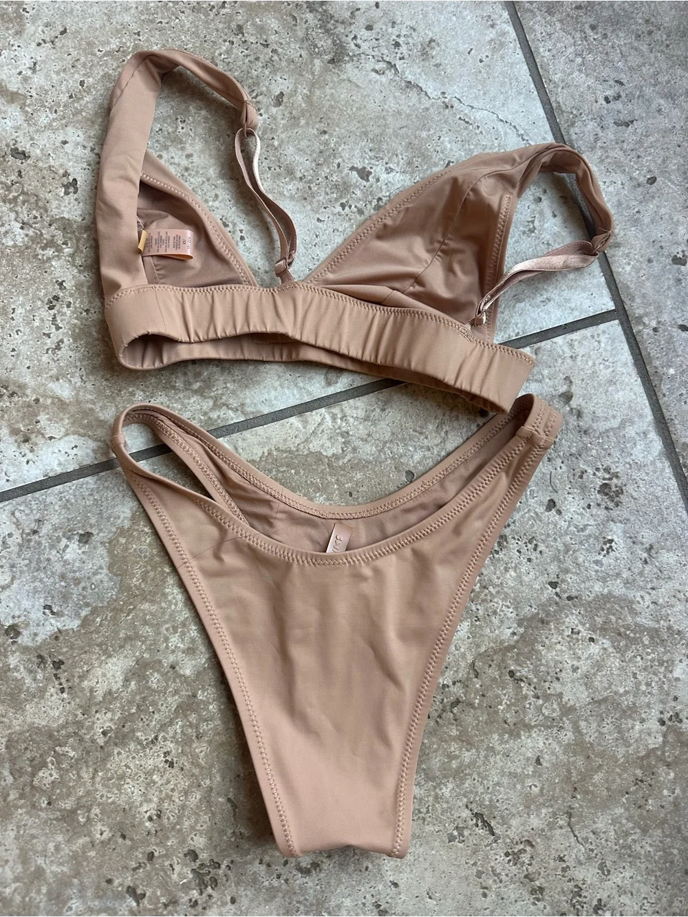 Skims  Nude Beige Triangle Bikini Set - Women's Swim